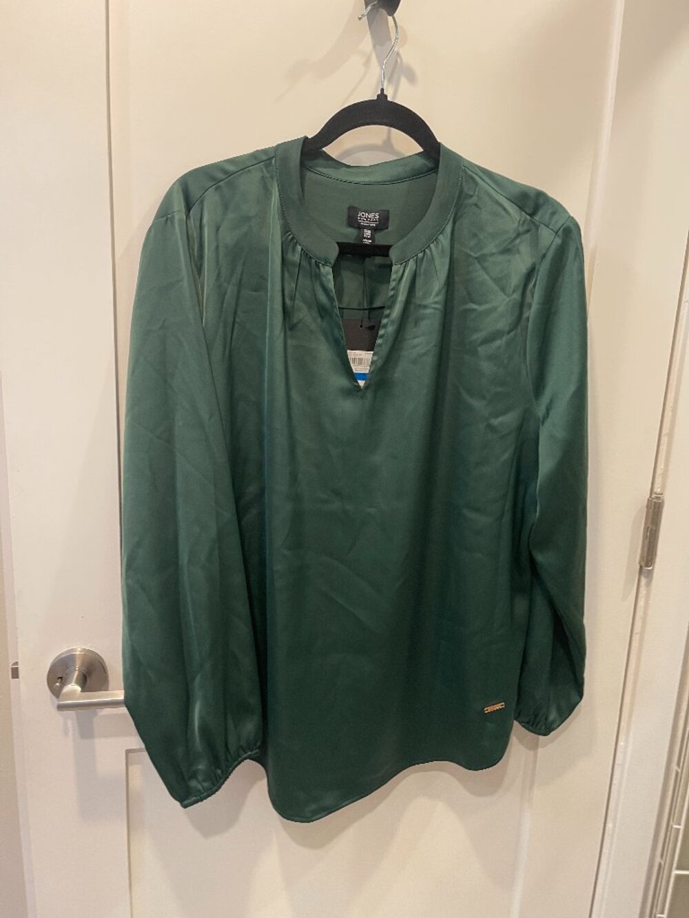 Jones New York Green Long Sleeve Green Blouse Sz XL $79